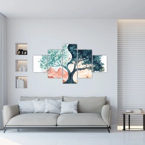 Obraz – Akwarelowe drzewo pełne życia (125x70 cm)
