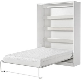 Pionowy tapczan otwierany z półką biały + czarny 140x200 B7-L63