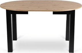 Zestaw Stół Okrągły Rozkładany HARRY 102-142 cm Dąb Artisan/Czarny i 4 Krzesła Tapicerowane CHRIS Szare Nowoczesne