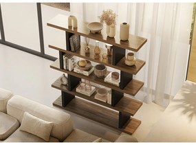 Czarny regał w dekorze orzecha 163x172 cm Step – TemaHome