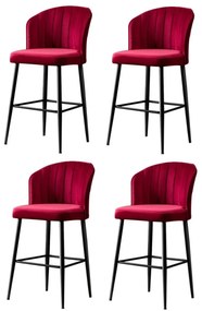 Zestaw krzeseł barowych Rubi Claret Red, 4 szt., 4 szt.