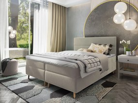 Masseno Łóżko kontynentalne SANTA z pojemnikiem na pościel 140x200 cm - Beżowy, PAROS 02