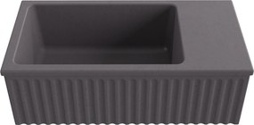 Umywalka betonowa ryflowana nablatowa / wisząca prostokątna 60 x 30 cm WELLE | różne kolory : Kolor - Brązowy, Typ montażu - nablatowa