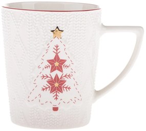 Biały porcelanowy kubek ze świątecznym motywem 380 ml Xmas Tree – Dakls