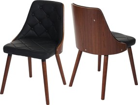 Krzesło do jadalni MCW-A75 (zestaw 2 sztuk),  sztuczna skóra czarna