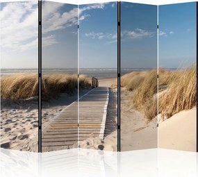 Parawan pokojowy 5-częściowy 225x172 Dwustronny dekoracyjny coastal naturalny Niebieski Droga Na Plażę