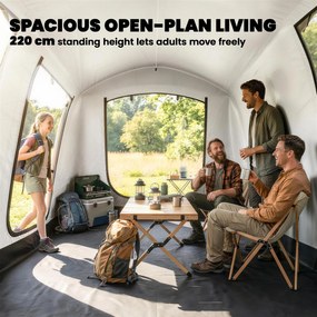 Outsunny Nadmuchiwany namiot dla 2-4 osób, szybkie rozstawianie, outdoorowy namiot z pompką, oknami z siatki, szpilkami i daszkiem | Aosom PL