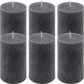 Zestaw świec rustykalnych, 11,5 cm, Ø 6,8 cm, antracyt, 6szt