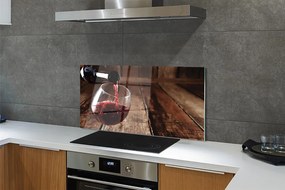 Panel szklany do Kuchni Degustacja Wina na Drewnie