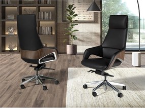 Czarne obrotowe krzesło biurowe z imitacji skóry 4210 ANGEL CERDA