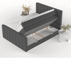 Szare łóżko boxspring ze schowkiem 200x200 cm Ruby – Maison de Rêve