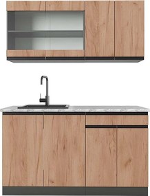 Pojedyncza kuchnia złoty dąb power/antracyt 140x60x81.6 r-line