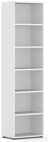 Biblioteka INTEGRO, 2300 x 600 x 400 mm, 5 półek, biały