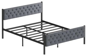 Metalowe łóżko dwuosobowe KAROM 160x200 cm, szare, nośność 200 kg