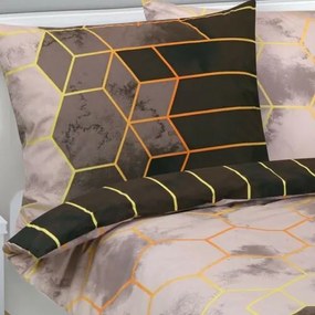 Bellatex Pościel bawełniana Plaster miodu brązowy, beżowy, 140 x 200, 70 x 90 cm