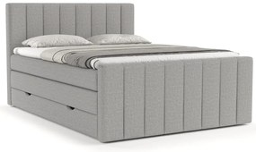 Jasnoszare łóżko boxspring ze schowkiem 140x200 cm Ruby – Maison de Rêve