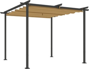 Outsunny Pergola Ogrodowa 3 x 3 m z Regulowanym Dachem, Rama Metalowa, Ochrona UPF30+, Daszek Słoneczny na Werandę, Taras, Beżowy