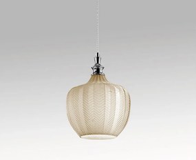 Cleofe lampa wisząca z przezroczystego szkła ochrowego i chromu, gniazdo E27, styl vintage, IP20, Ø24 cm