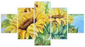 Obraz kwitnących słoneczników (125x70 cm)