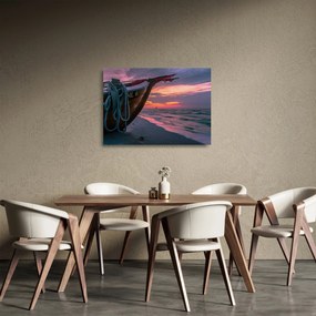 Obraz na szkle łodzi na brzegu (70x50 cm)