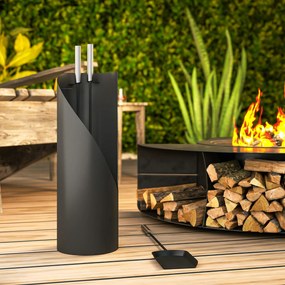 Outsunny Zestaw narzędzi do kominka 4 el. — czarny, metalowy