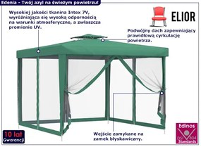 Zielona altana ogrodowa z siatką - Edenia