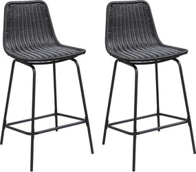Zestaw 65 cm metalowych krzeseł wyspowych i barowych BALI z siedziskiem rattanowym
