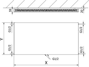 Mexen Flat CCF11 grzejnik płytowy 600 x 600 mm, podłączenie dolne środkowe, 470 W, biały - W6C11F-060-060-00