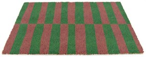 Wycieraczka z włókna kokosowego 40x60 cm Pink &amp; Green Half Stripes – Artsy Doormats