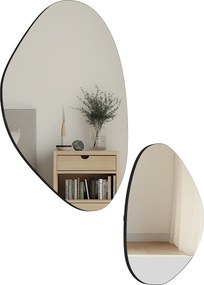 HOMCOM Zestaw 2 luster ściennych 70 x 46 cm, 49,5 x 31 cm Lustro z metalową ramą Lustro wiszące w kształcie kamienia, Czarny | Aosom PL