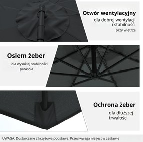 Outsunny Parasol na Wysięgniku z Korbką Ręczną Czarny Odpinany | Aosom PL
