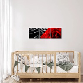 Obraz - Kwiaty róży (z zegarem) (90x30 cm)
