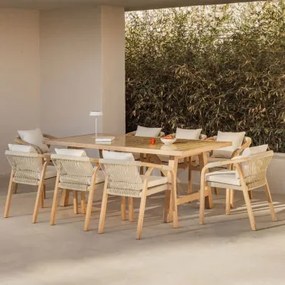 Zestaw Prostokątny Stół 200x100 Cm I 8 Krzeseł Ogrodowych Z Podłokietnikami Z Drewna Akacjowego I Cementu Dubai Brass & Rustykalny Brąz - Sklum
