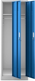 Dwudrzwiowa szafa BHP wąska 60x50x180 cm Kacper 2 szary/niebieski
