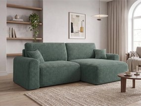 Rozkładana dwustronna sofa narożna w kształcie L NORDEN TILIA 250x140 cm, zielona