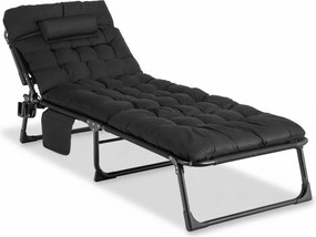 Składany leżak ogrodowy z pikowaną poduchą Saturn