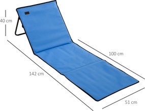 Outsunny Leżak plażowy, składany, z regulowanym oparciem, boczną kieszenią, miękką wyściółką, stalową ramą, Niebieski, 142x51x40 cm | Aosom PL