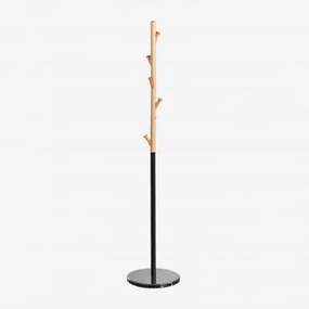 Wieszak Stojący Z Drewna Bukowego I Marmuru Lauso Czarna - Sklum