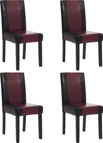 Krzesło do jadalni Littau (zestaw 4 sztuk),  imitacja skóry, czarno-czerwony, ciemne nogi