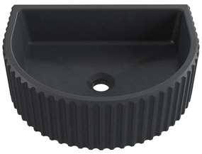 Umywalka betonowa podwieszana / nablatowa półokrągła bez otworu na baterię 45 x 36 cm MUSLIN | różne kolory : Kolor - Czarny, Typ montażu - nablatowa