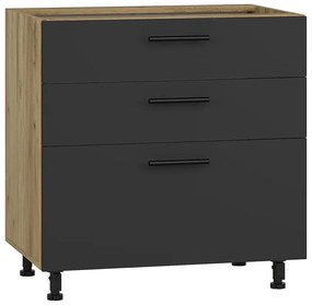 Szafka kuchenna z szufladami antracyt + dąb craft G1-B78