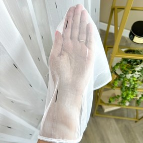 Firana gładka markizeta biało-czarny deszczyk z ołowianką - wys. 300 cm