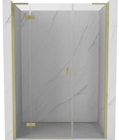 Mexen Mist-H L drzwi prysznicowe uchylne lewe 130 cm, transparent, złote szczotkowane - 8A5L-130-001-55-00-L