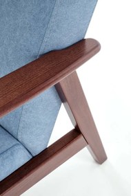 Fotel tapicerowany MILANO 1S niebieski/orzech HALMAR