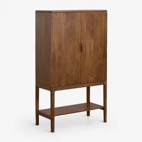 Wysoka Komoda 90x45 Cm Z Drewna Mango Kenscoff Ciemny Drewniany Uchwyt - Sklum