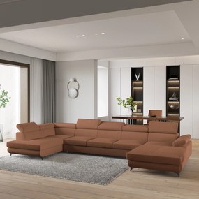 Masseno Narożnik MONTIVA z funkcją spania i pojemnikiem na pościel Narozniki U, Rozkładana sofa - Miedziany, QUELLE 54