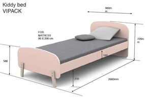Białe łóżko dziecięce Vipack Kiddy, 90 x 200 cm