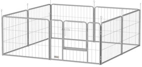 Gehege dla zwierząt domowych PawHut, ogrodzenie dla psów, plac zabaw dla zwierząt, elastycznie dopasowalne, stal nierdzewna