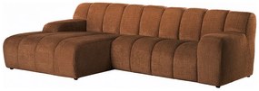 Kanapa narożna lewostronna z tkaniny szenilowej w kolorze terakoty  BELADON