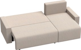 HOMCOM Narożnik z funkcją spania i odwracalnym szezlongiem, 3-osobowa sofa w kształcie L z efektem sztucznego zamszu, beżowy | Aosom PL